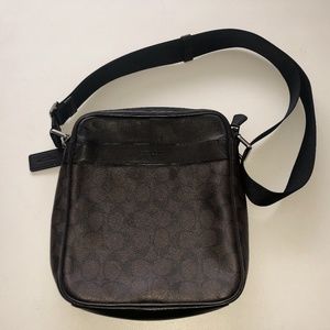 Coach Houston Flight Bag Brown/Black Logo Crossbody Men's Messenger Bag